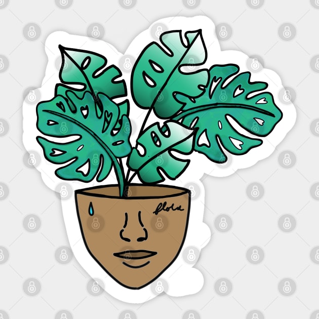 Monstera Plant Person - Crazy Plant Lady Sticker by Tenpmcreations